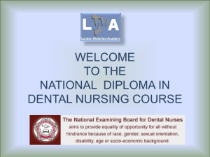 National Diploma in Dental Nursing introduction