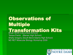 NDRET 2009 Observations of Multiple Transformation Kits