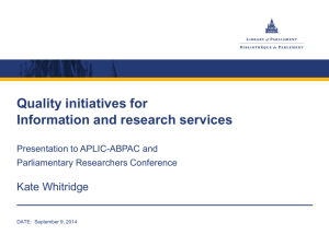 Quality initiatives for Information and research services