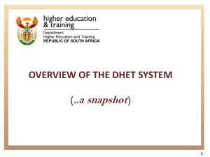 The Department of Higher Education and Training is responsible for all