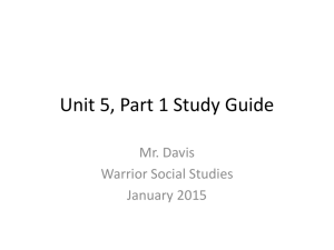 Unit 5, Part 1 Study Guide