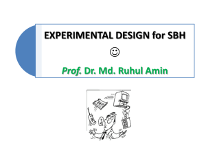 EXPERIMENTAL DESIGN for SBH