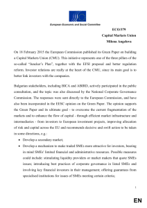Capital Markets Union - EESC European Economic and Social
