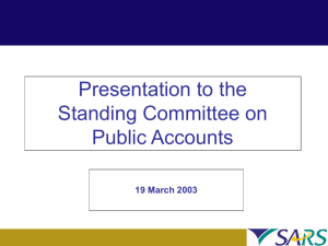 Presentation to the Standing Committee on Public Accounts