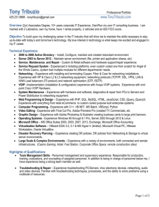 Overview (2yr) Associates Degree, 10+ years corporate IT