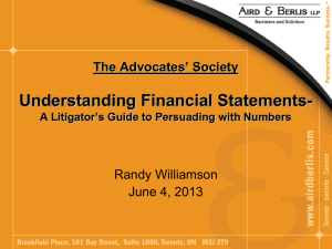 The Advocates' Society Understanding Financial