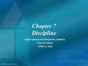 Supervision in the Hospitality Industry Chapter 7 Power Point