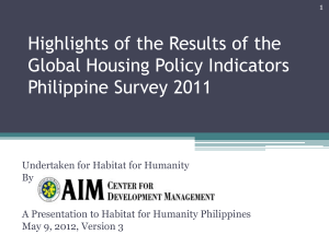 Housing Policy Survey 2011 Cities of Muntinlupa and Tarlac