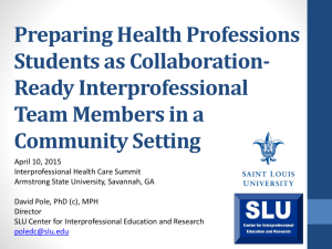 Preparing Health Professions Students as Collaboration