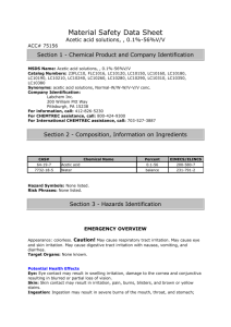 Material Safety Data Sheet Acetic acid solutions, , 0.1%