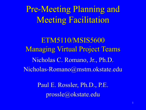 Pre Meeting Planning and Meeting Facilitation