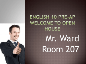 English I and II Welcome to Open House