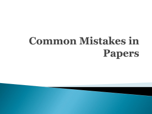 Common Mistakes in Papers - Cinnaminson Public Schools