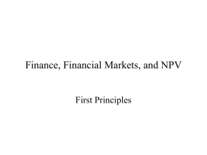 Finance, Financial Markets, and NPV
