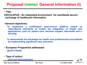 Proposal ESCULAPUS : Consortium structure (III)