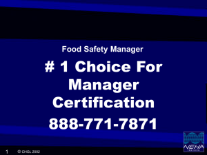 PowerPoint Presentation - Food Manager Certification