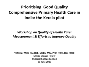 Prioritising Good Quality Comprehensive Primary Health Care in India