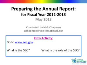 Annual Report Presentation – Spring 2013