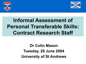 Informal assessment of transferable skills: Contract research staff