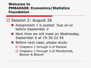 Econ 301: Money and Banking Weekly Detailed Course Outline