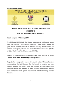 Issued for “The World Halal Week, Kuala Lumpur, Malaysia 2013”