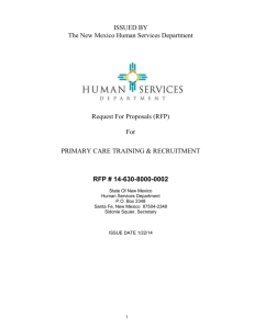 Primary Care Training & Recruitment RFP # 14-630-8000-0002