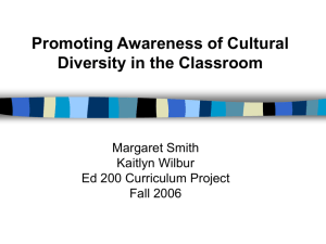 Promoting Awareness of Cultural Diversity in the Classroom