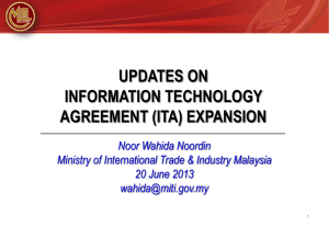 Updates On Information Technology Agreement (ITA) Expansion