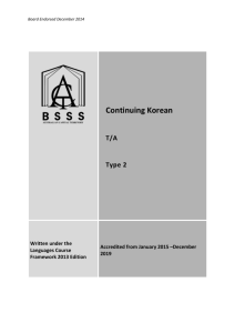 Korean - Continuing T - ACT Board of Senior Secondary Studies