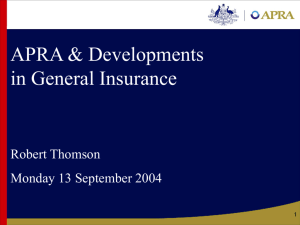 (Australia & NZ) in variety of actuarial roles Joined regulator in 1998
