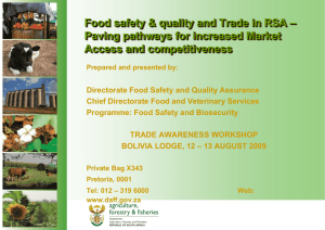 Food safety & quality and Trade in RSA