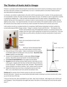 The Titration of Acetic Acid in Vinegar