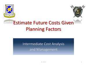 Estimate Future Costs Given Planning Factors