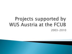 Teaching and research activities supported by WUS at the FCUB