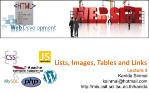 HTML: Lists, Images, Tables and Links