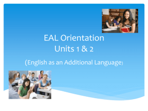 EAL Orientation Units 1 & 2
