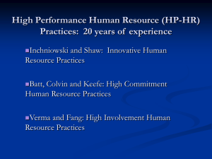 High Performance Human Resource Practices