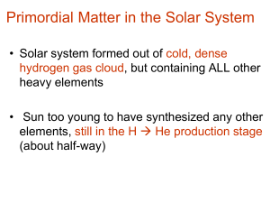 Primordial Matter in the Solar System