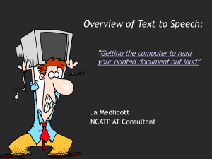 Text to Speech - North Carolina Assistive Technology Program
