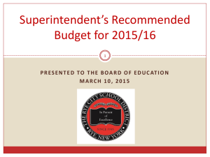 Superintendent's Recommended Budget for 2015-16