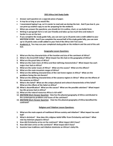 2015 Africa Unit Study Guide Answer each question on a separate