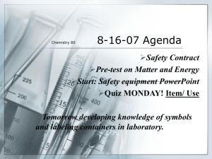 Chemistry B5 8-16-07 Agenda