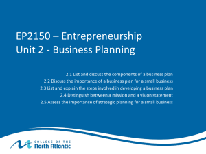 Entrepreneurship and Business Planning