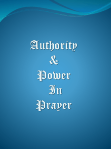 Authority & Power In Prayer