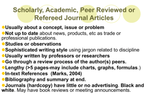 Scholarly, Academic, Peer Reviewed Articles
