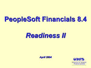 PeopleSoft Financials 8.4 Readiness II Training
