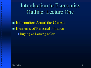 Introduction to Economics Outline: Lecture One