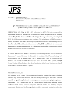 JPS Names Mikel H. Williams CEO and President, Jack Howard