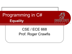 Programming in C# Equality and Comparison