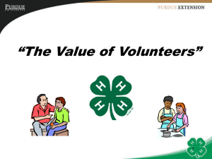 Value of Volunteers - Indiana State 4-H